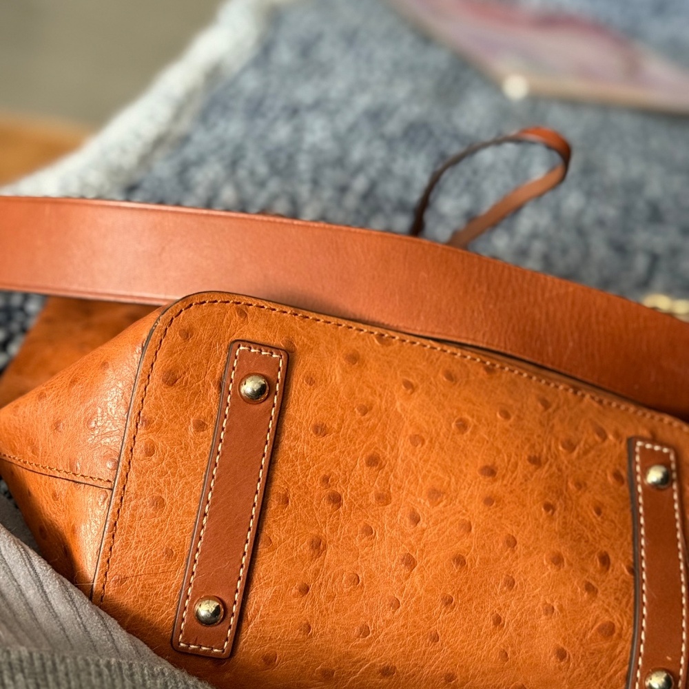 Dooney & Bourne, Ostrich collection, orange, Shoulder Bag - Picture 4 of 7